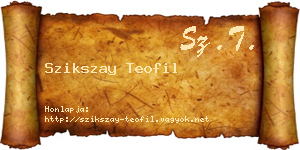 Szikszay Teofil névjegykártya